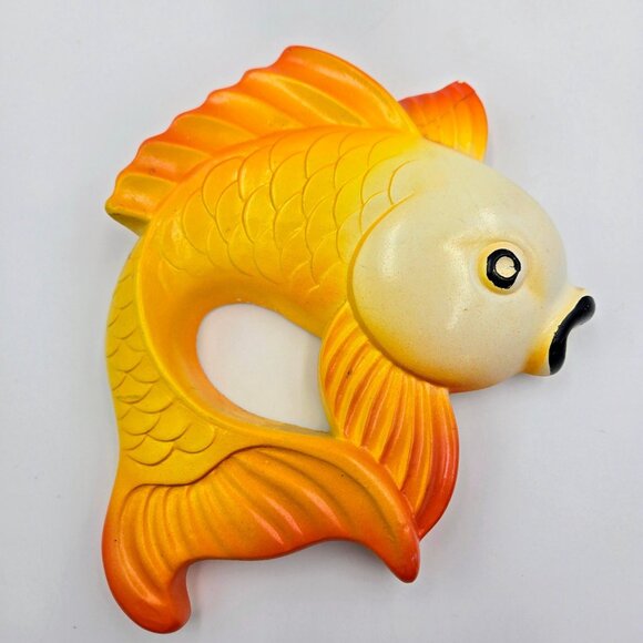 Vintage Koi Goldfish Fish Chalkware Orange Yellow Miller Studio 1977 MCM Read - Picture 7 of 16